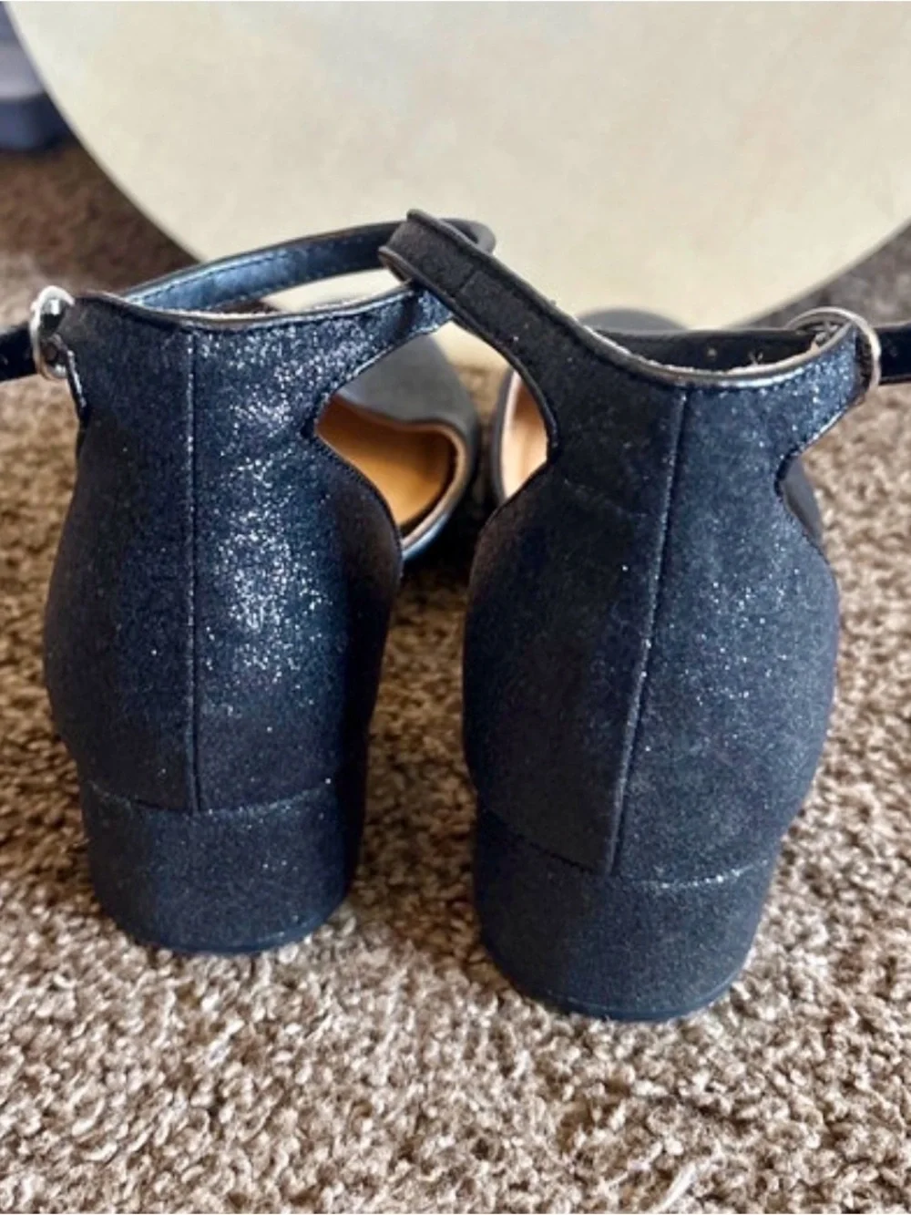 art class Black Glitter Ankle-Strap Block Heel Mary Janes